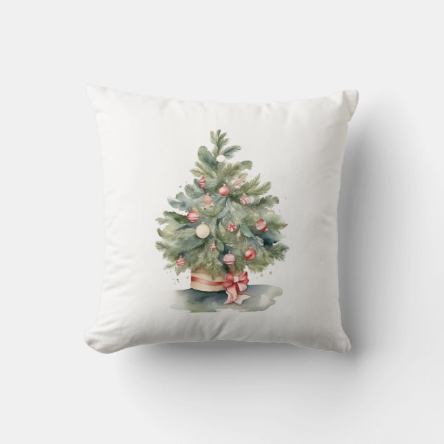 Elegant Christmas Tree Throw Pillow (Front)