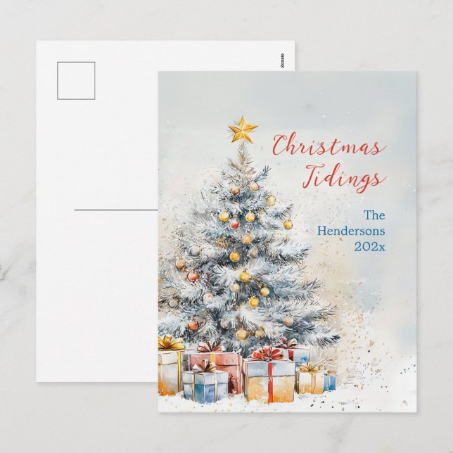 Elegant Christmas Tree Vintage Postcard (Front/Back)