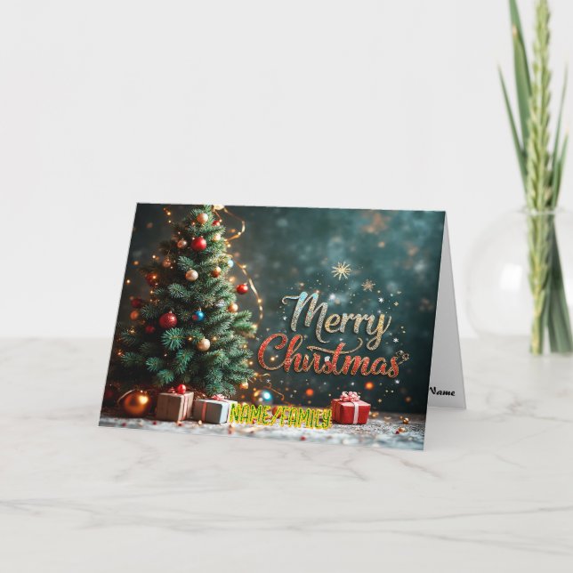 Elegant Christmas Tree with Gifts Holiday Card (Front)