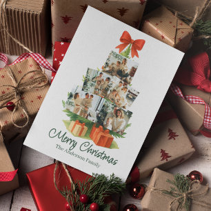 Elegant Christmas Tree with Red Bow & Presents -  Holiday Card