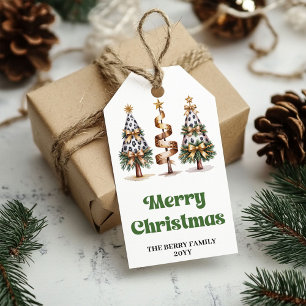 Elegant christmas trees minimalist custom gift tag