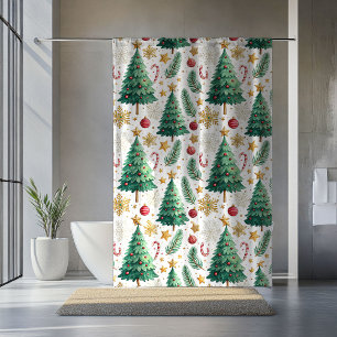 Elegant Christmas Trees Minimalist Shower Curtain