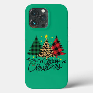 Elegant Christmas Trees Plaid iPhone 13 Pro Case