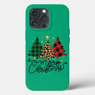Elegant Christmas Trees Plaid iPhone 13 Pro Case