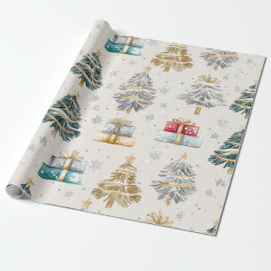 Elegant Christmas Trees Vintage Wrapping Paper