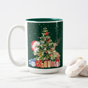 Elegant Christmas Vibes Two-Tone Coffee Mug