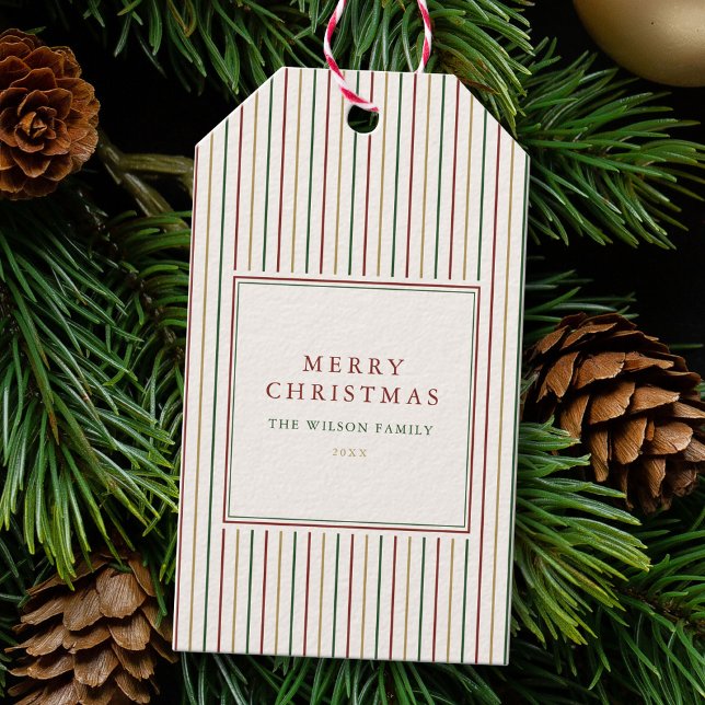 Elegant Christmas Vintage Stripes  Gift Tags (Creator Uploaded)