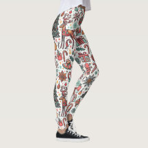 Elegant Christmas Vintage Tree Gift Leggings