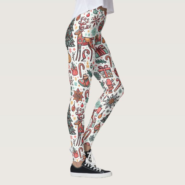 Elegant Christmas Vintage Tree Gift Leggings (Right)