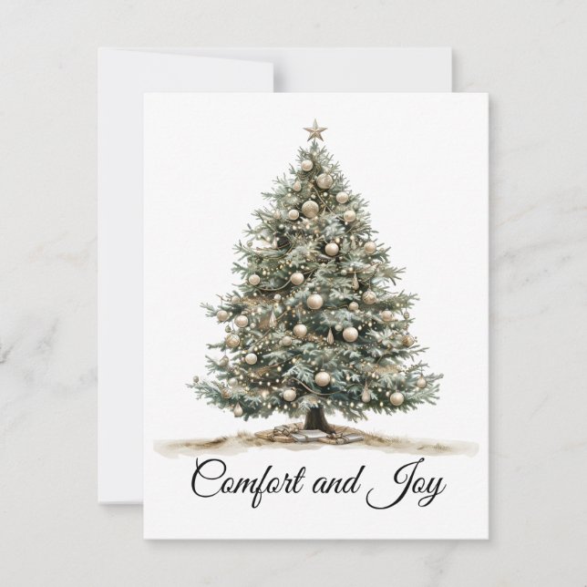 Elegant Christmas Watercolor Botanical Holiday Card (Front)