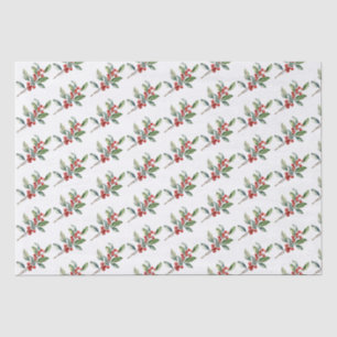 Elegant Christmas Watercolor Botanical Red Green Tissue Paper