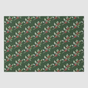 Elegant Christmas Watercolor Botanical Red Green Tissue Paper