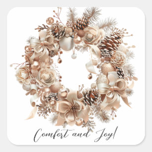 Elegant Christmas Watercolor Botanical Square Sticker