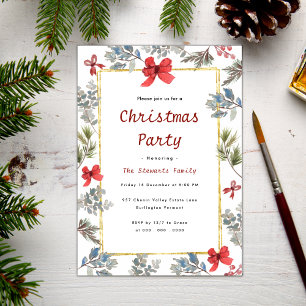 Elegant Christmas Watercolor Modern Holiday Party Invitation
