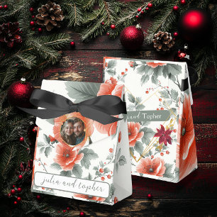Elegant Christmas Wedding Floral with Romantic Pic Favor Box