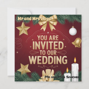 Elegant Christmas Wedding Invitation Card