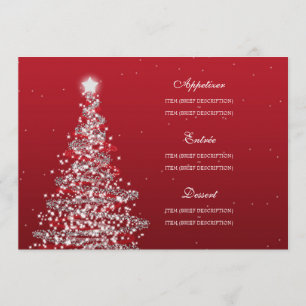 Elegant Christmas Wedding Menu Red Silver