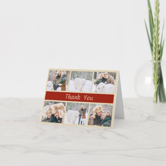 Elegant Christmas Wedding Photo Thank You (Front)