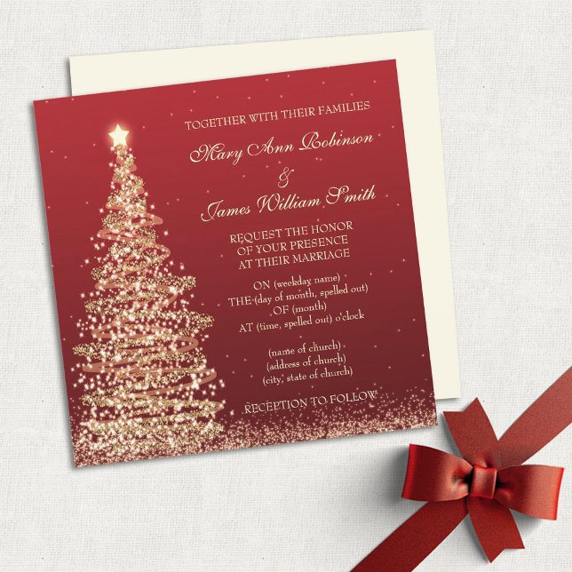 Elegant Christmas Wedding Red Invitation (Creator Uploaded)