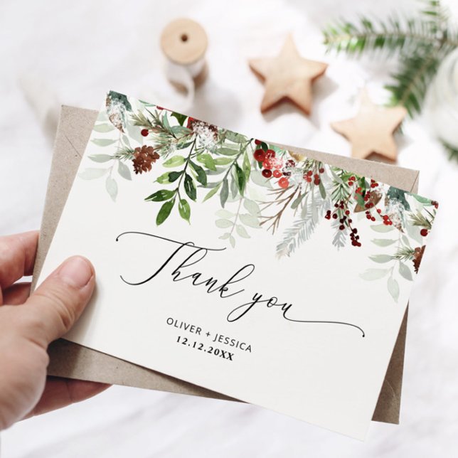 Elegant Christmas wedding thank you Card (Creator Uploaded)