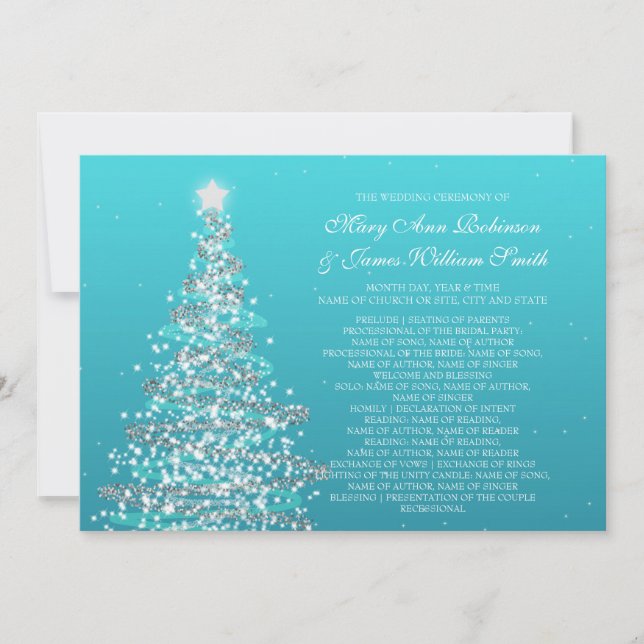 Elegant Christmas Wedding Turquoise Invitation (Front)