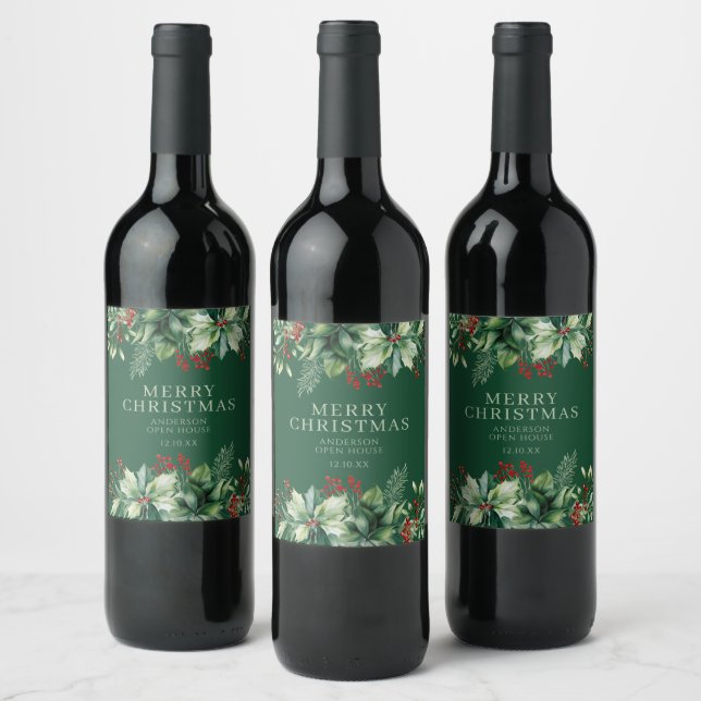 Elegant Christmas  Wine Label (Bottles)