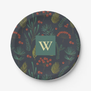 Elegant Christmas Winter Greenery Botanical  Paper Plate