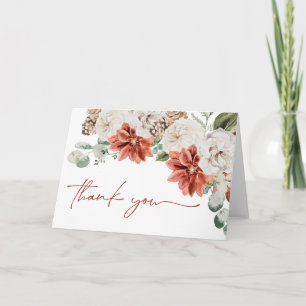 Elegant Christmas Winter Red Gold Bridal Shower Thank You Card