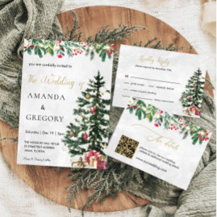 Elegant Christmas Winter Wedding Details Enclosure Card