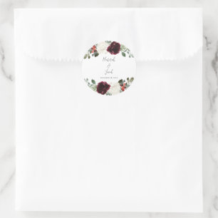 Elegant Christmas Winter Wedding Favour Classic Round Sticker