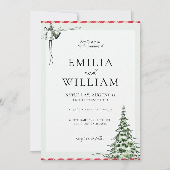 Elegant Christmas Winter Wedding Invitation (Front)