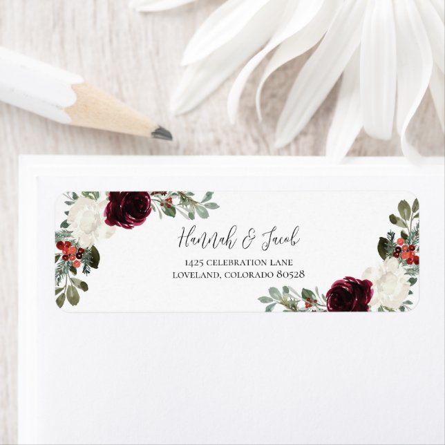 Elegant Christmas Winter Wedding Return Address (Insitu)