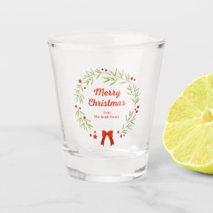 Elegant Christmas wreath and stars Shot Glass