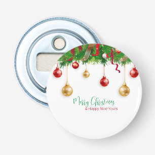 Elegant  Christmas Wreath Boarder with Ornaments  Bottle Opener