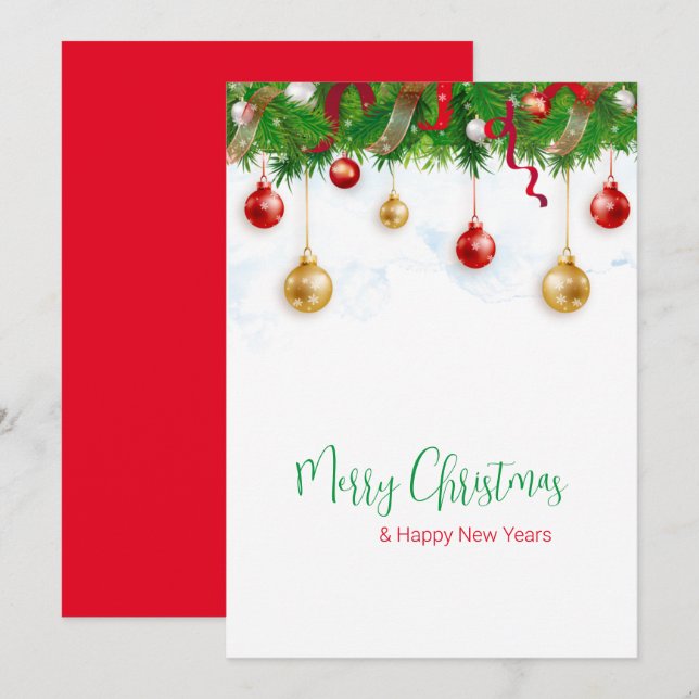 Elegant  Christmas Wreath Boarder with Ornaments Invitation (Front/Back)