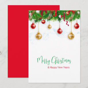 Elegant  Christmas Wreath Boarder with Ornaments Invitation