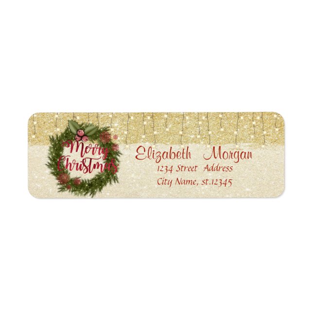 Elegant , Christmas Wreath,Gold  Glittery (Front)