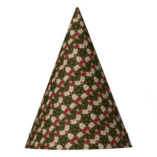 Elegant Christmas Wreath Kaleidoscope Star Green Party Hat