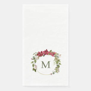 Elegant Christmas Wreath Monogram Napkin