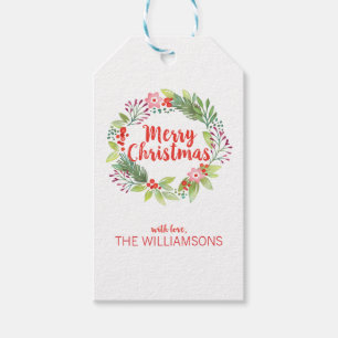 Elegant Christmas Wreath Photo Holiday  Gift Tags