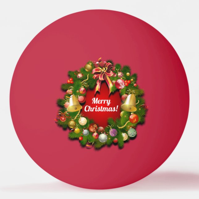 Elegant Christmas Wreath Ping Pong Ball (Front)