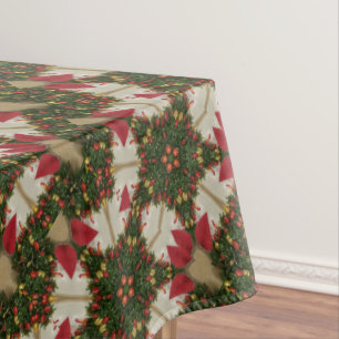 Elegant Christmas Wreath Red Green Kaleidoscope Tablecloth