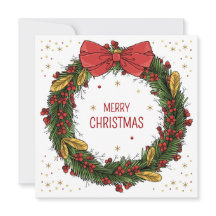 Elegant Christmas Wreath Square Greeting Card
