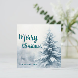 Elegant Christmas Xmas winter pine tree forest Hol Holiday Card
