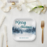 Elegant Christmas Xmas winter pine tree forest Hol Paper Plate<br><div class="desc">Elegant Christmas Xmas winter pine tree forest Holiday</div>