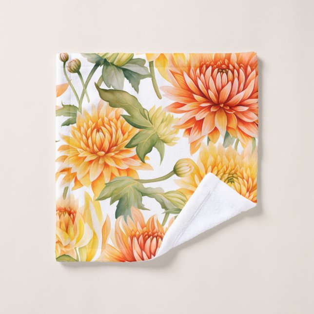Elégant Chrysanthème aquarelle (Gant de toilette)