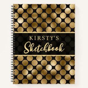 Elegant Chunky Gold Circles Glitter Sketchbook Notebook