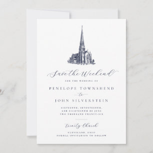 Elegant Church Save the Weekend Wedding  Date