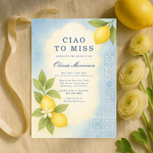 Elegant Ciao to Miss Italian Bridal Shower Invitation