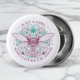 Elegant Cicada Insect Botanical Line Art Quotation 1 Inch Round Button